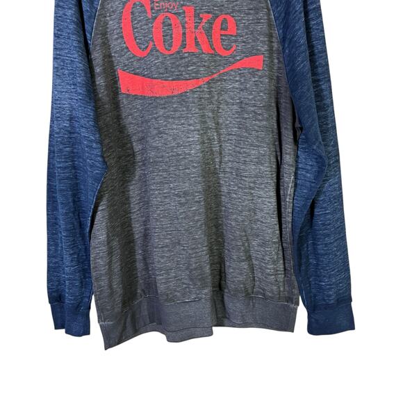Coca-Cola Enjoy Coke Raglan Graphic T-Shirt Mens XL Gray Blue Long Sleeve Retro - Picture 4 of 6